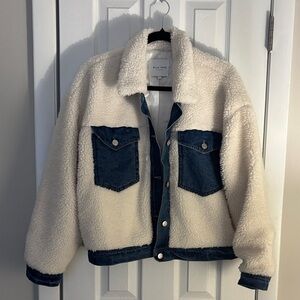 Wild Rose Cream and Denim Teddy Jacket